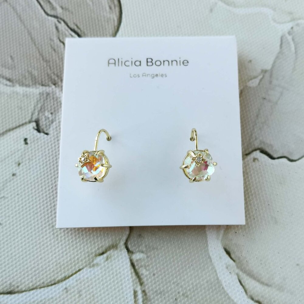 Alicia Bonnie | Gem Star | Dichroic Glass Gold Earrings